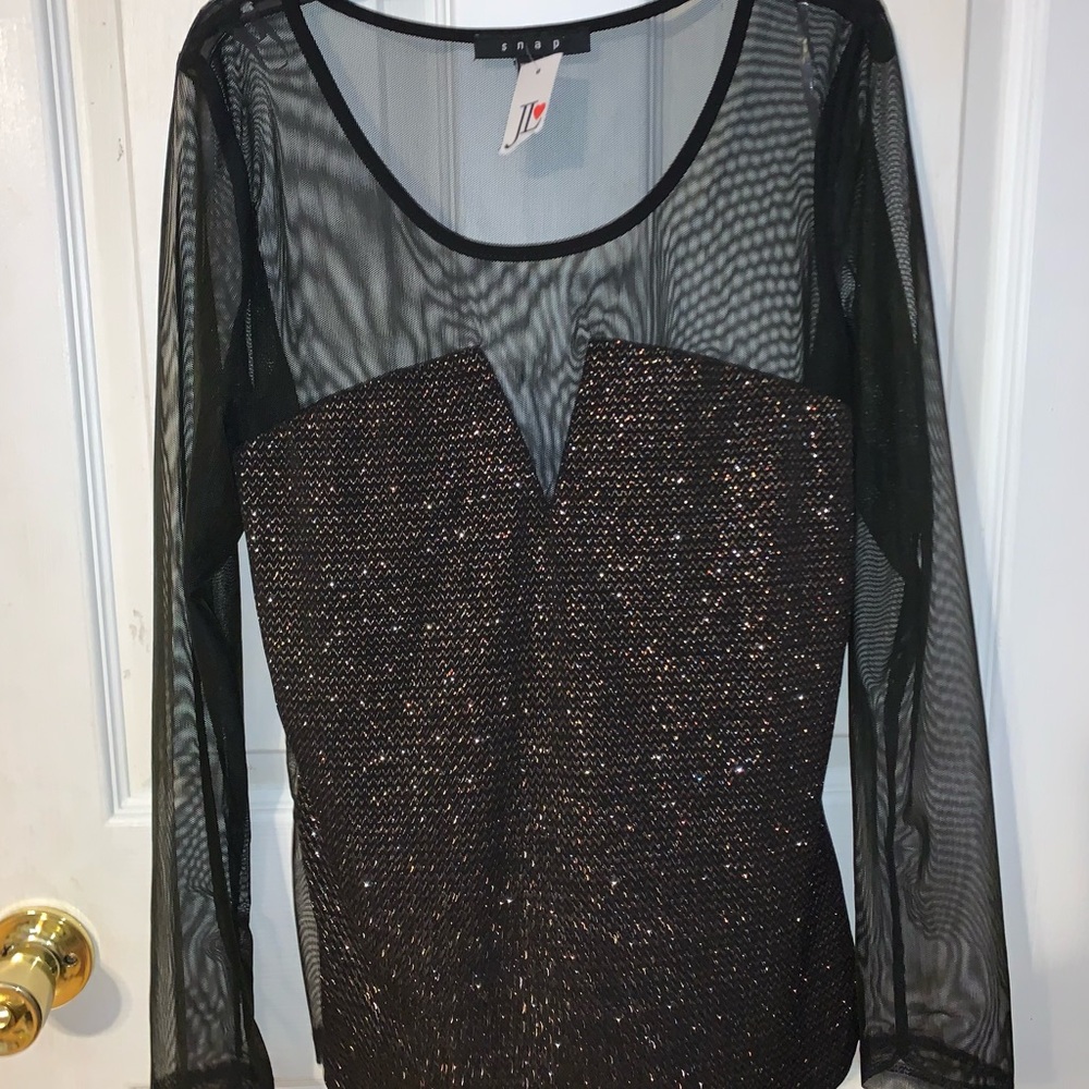 Glitter and mesh top